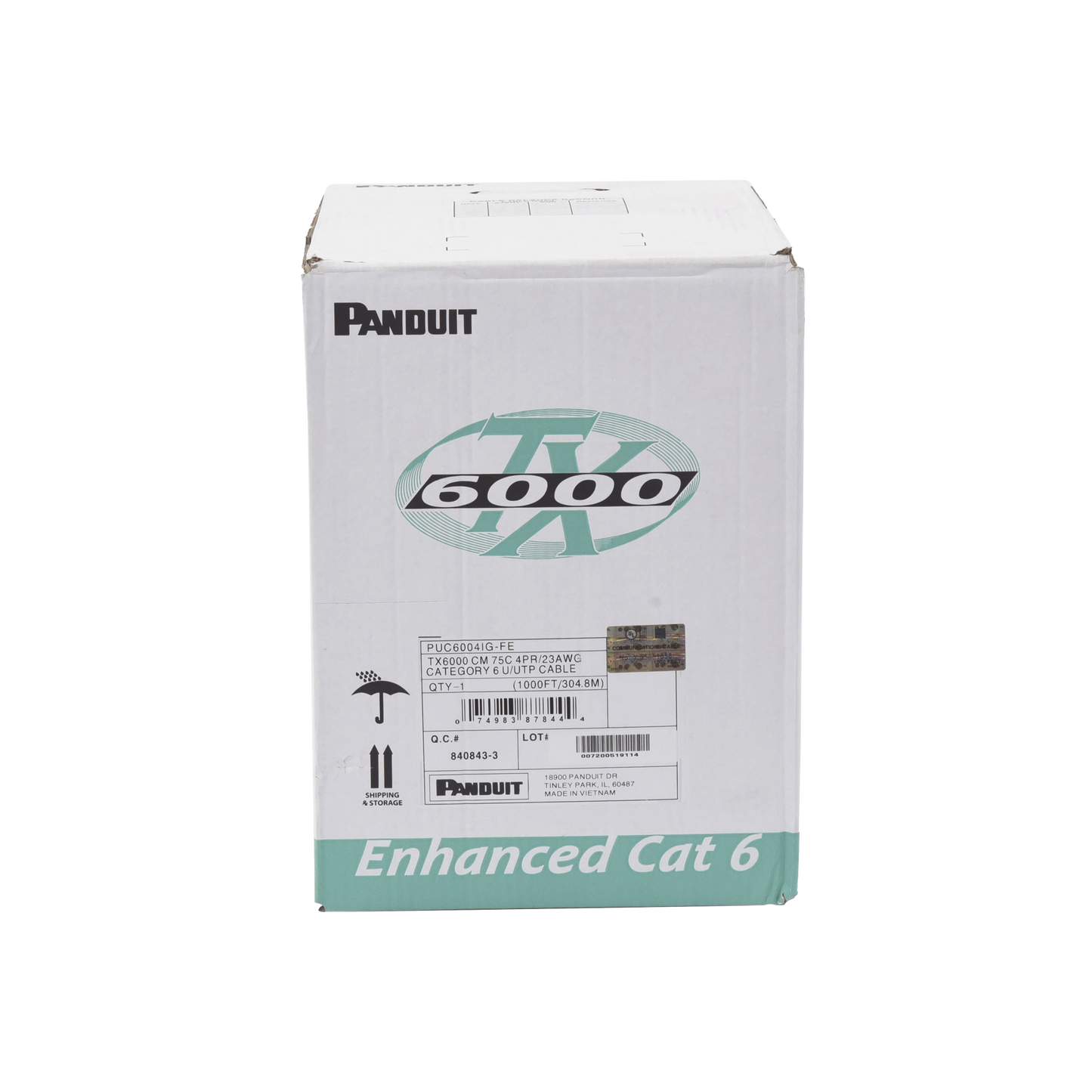 Bobina de Cable UTP 305 m. de Cobre, TX6000â„¢ PanNet, Reelex, Gris Internacional, Categoría 6 Mejorado (23 AWG), PVC (CM), de 4 pares