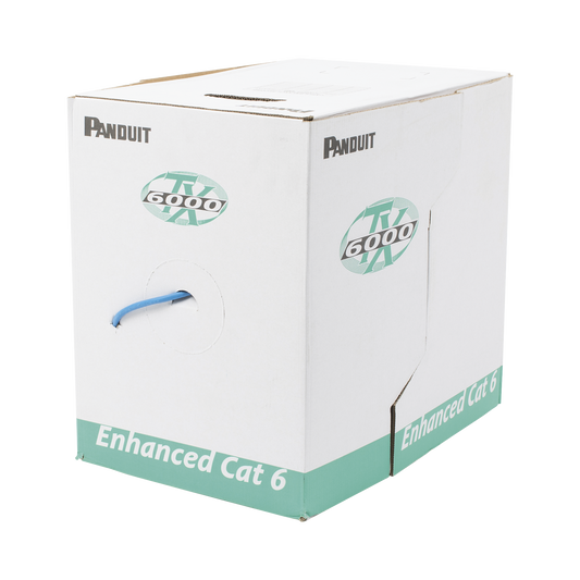 Bobina de Cable UTP 305 m. de Cobre, TX6000â„¢ PanNet, Reelex, Azul, Categoría 6 Mejorado (23 AWG), LSZH (Bajo Humo, Cero Halógenos), de 4 pares
