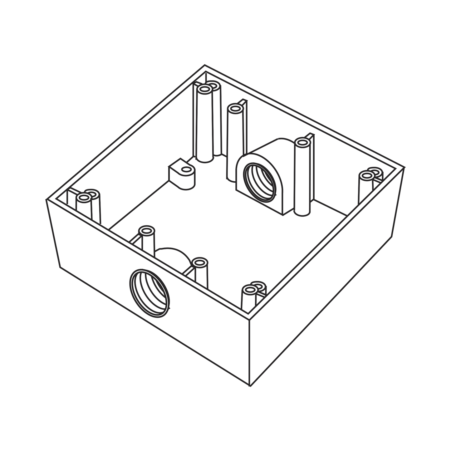 Caja Cuadra de 3/4" a Prueba de  Intemperie/ Cuenta con 2 salidas.