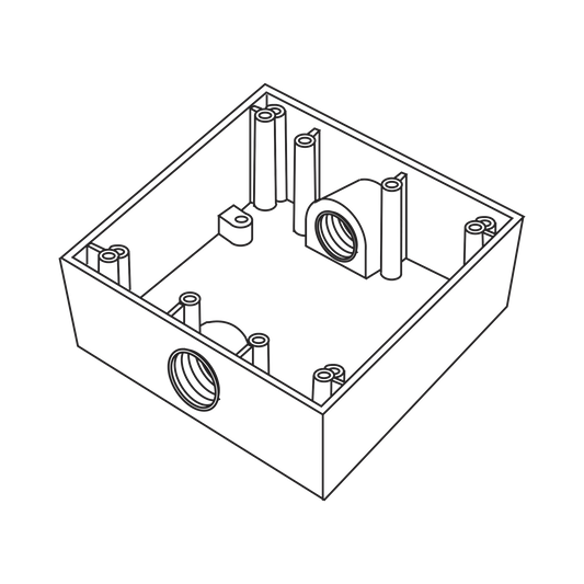 Caja Cuadra de 3/4" a Prueba de  Intemperie/ Cuenta con 2 salidas.