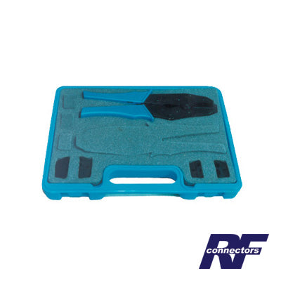 Kit de Pinzas (RFA-4005-20) con 2 Juegos de Mordazas (RFA-4005-01 y RFA-4005-02) para Instalar Conectores de Anillo Plegable, Incluye Estuche de PlÃ¡stico