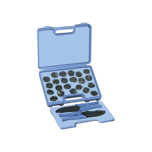 Kit en Estuche de PlÃ¡stico con 17 Muelas, 10 para instalar en Cable Coaxial y 7 para Terminales, Incluye 2 Pinzas RFA-4005-20.