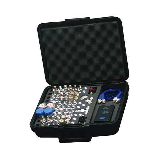 Mega Kit de Adaptadores UNIDAPT de 74 piezas, en conjunto todos los del RFA-4019 y RFA-4023-01 asÃ­ como 2 Cables UNIDAPT, un Barril-Machos y un Probador de Cables en un solo estuche con bisagras.