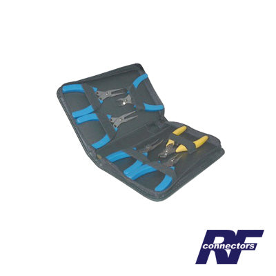 Juego de 6 piezas. Incluye 4 diferentes pinzas de punta lisa, una del corte al raz y una de corte con retÃ©n para la rebaba. Pinzas de punta suave.