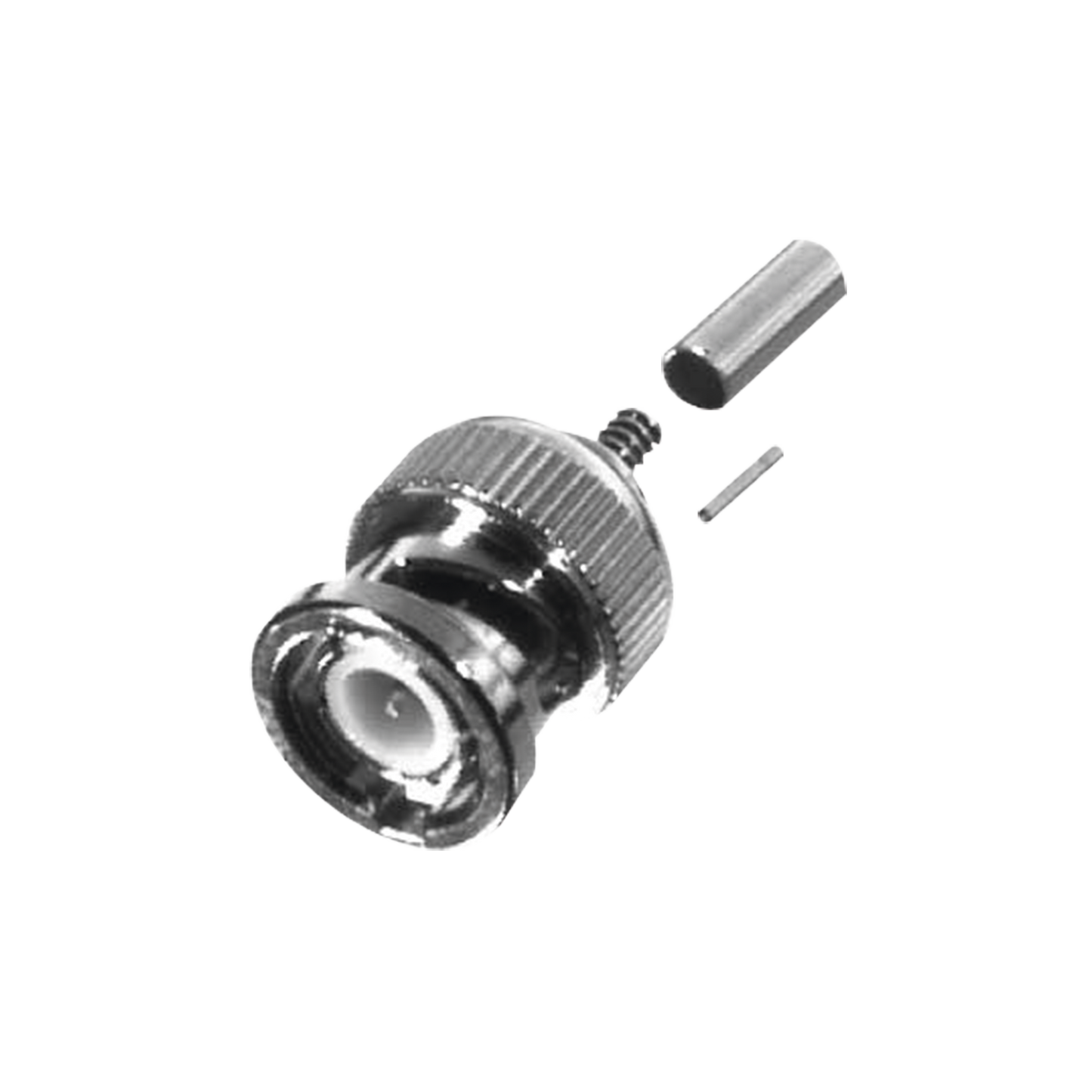 Conector BNC Macho de Anillo Plegable Corto para RG-174/U, 8216 Ni/Au/TeflÃ³n.