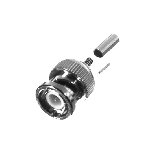 Conector BNC Macho de Anillo Plegable Corto para RG-174/U, 8216 Ni/Au/TeflÃ³n.