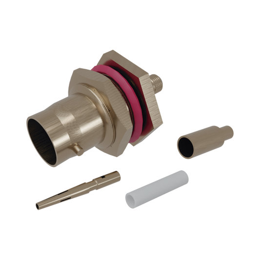 Conector BNC Hembra/ Chasis en D-Plano de Anillo Corto/ RG-174, RG-316, NÃ­quel/Oro/TeflÃ³n.?