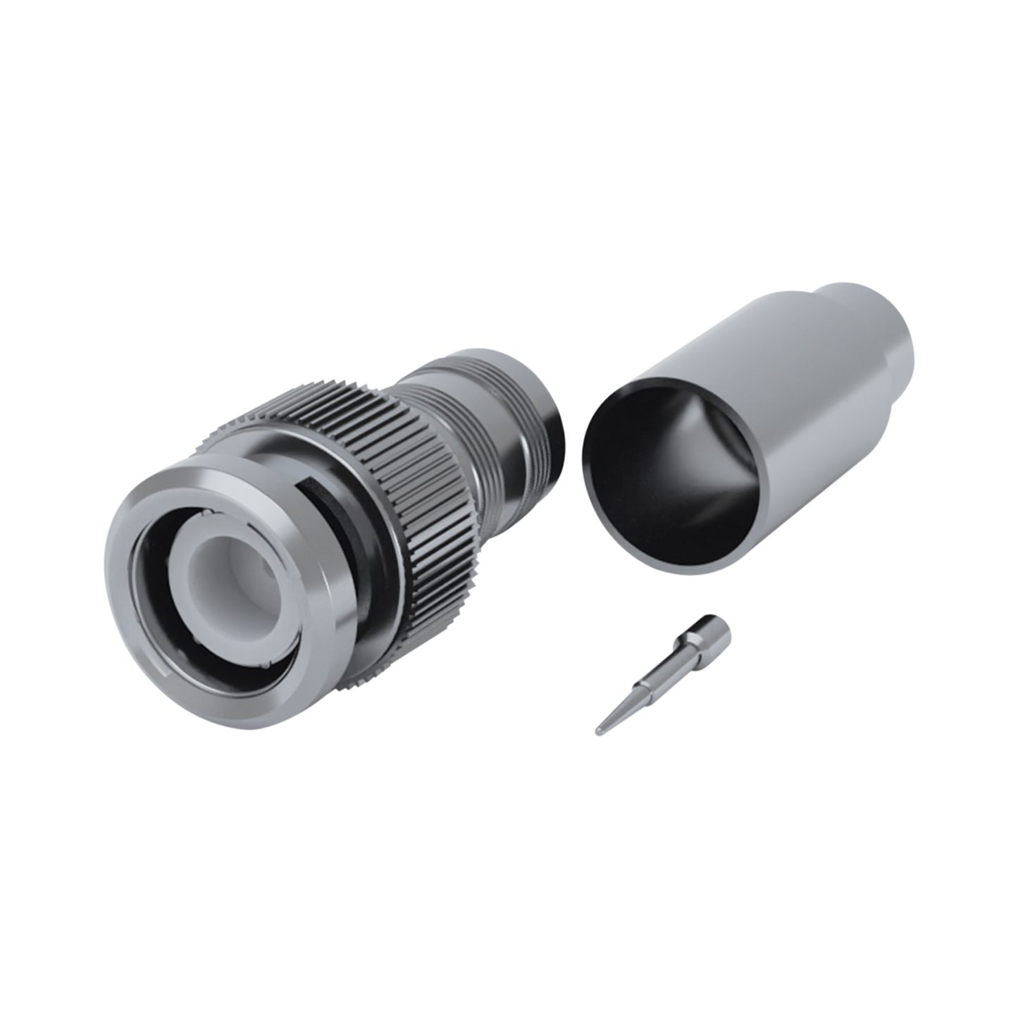 Conector BNC Macho de 75 Ohm, Anillo Plegable para RG-59/U, NÃ­quel/ Oro/ TeflÃ³n.