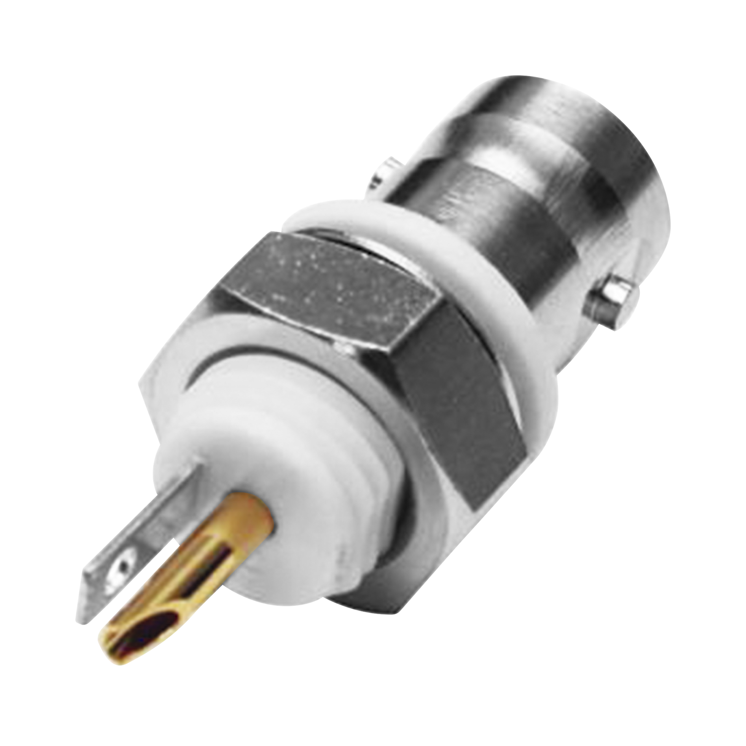 Conector BNC Hembra Aislado para Montaje en Panel Frontal en D-Plano, Soldable para Grupo I, Níquel/ Oro/ Teflón. | RF I