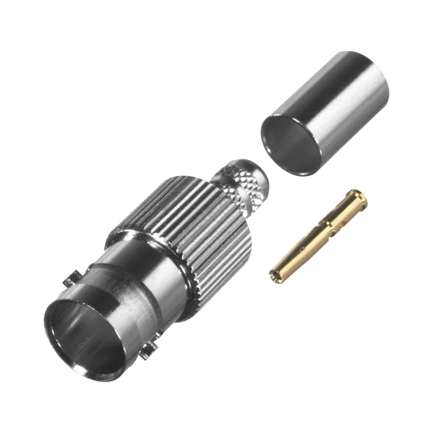 Conector BNC Hembra de Anillo Plegable para Cable COMMSCOPE 735 Grupo K, NÃ­quel/ Oro/ TeflÃ³n.
