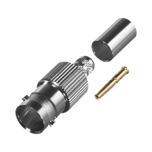 Conector BNC Hembra de Anillo Plegable para Cable COMMSCOPE 735 Grupo K, NÃ­quel/ Oro/ TeflÃ³n.