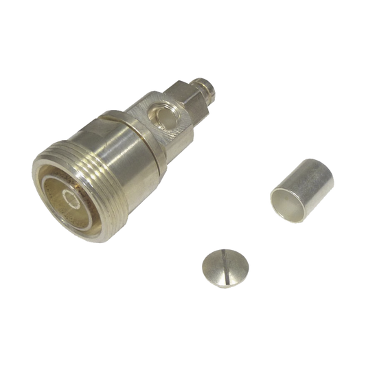 Conector DIN 7-16 Hembra de Anillo Plegable, COMBO (En Linea Ã³ en A/R), para cables LMR-400, 9913, CNT-400, RG-8/U.