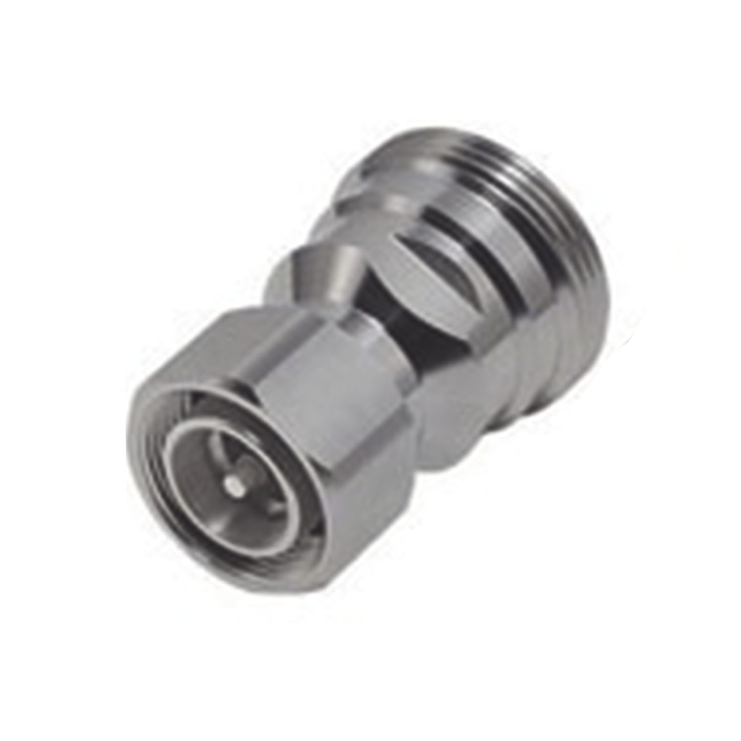 Adaptador en LÃ­nea de Conector DIN 7-16 Hembra a 4.3-10 Macho, Bronce Blanco/ Plata/ TeflÃ³n.