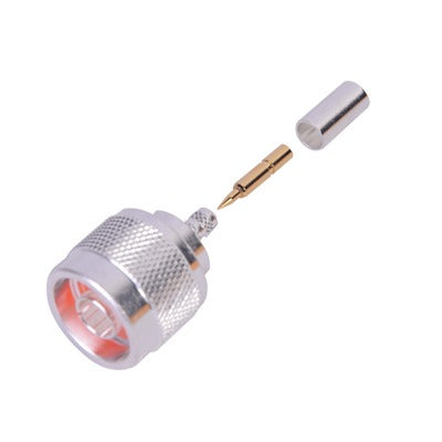 Conector N Macho de Anillo Plegable para Cable RG-58/U, Plata/ Oro/ TeflÃ³n.
