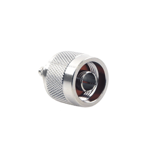 Conector N Macho Coaxial de Anillo Plegable para Cable RG-142/U, Niquel/ Oro/ TeflÃ³n.