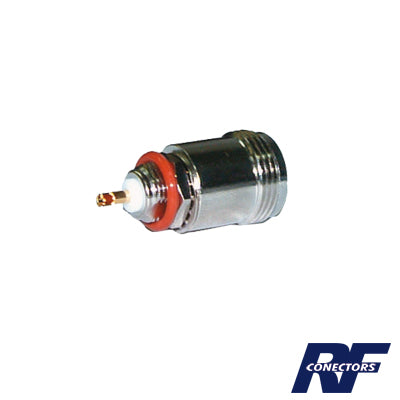 Conector N Hembra HermÃ©tico, montaje Frontal en 2D Plano.