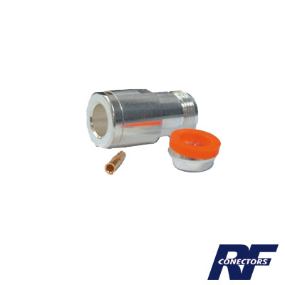 Conector N Hembra de Rosca para LMR-400, 9913, 7810A, 8214, CNT-400, RG8/U-SYS, R-FLASH-1113, Plata/ Oro/ TeflÃ³n.