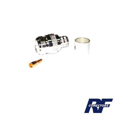 Conector N Hembra de Anillo Plegable para Cables 9913, 8214, LMR-400, RG8/U-SYS, RFLASH-1113, Plata/ Oro/ TeflÃ³n.