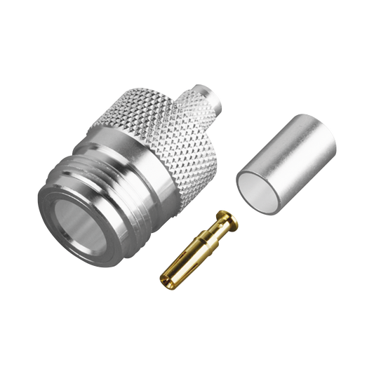 Conector N Hembra de Anillo Plegable para Cable PROFLEX Ã³ Grupo P, Plata/ Oro/ TeflÃ³n.