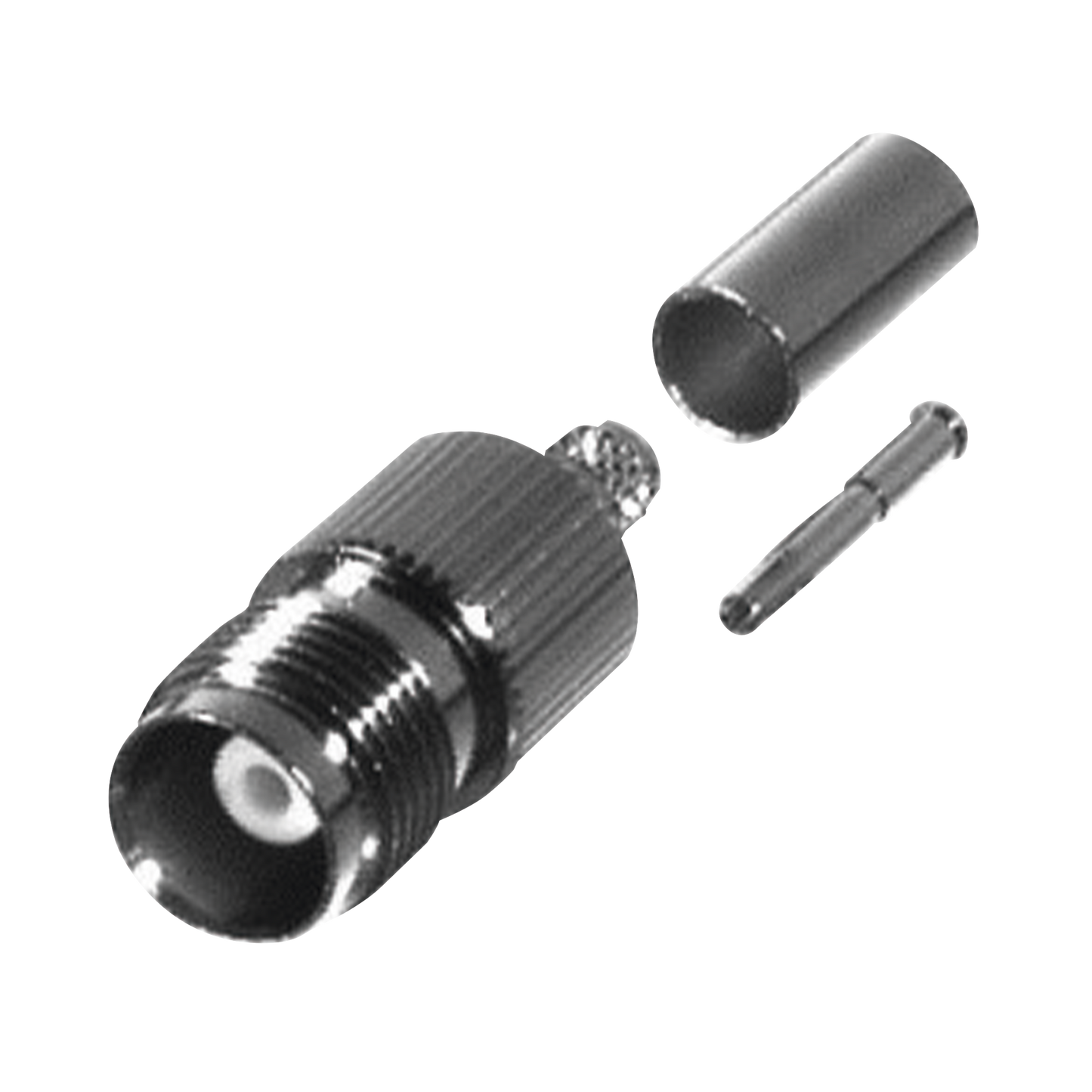 Conector TNC Hembra de Anillo Plegable para Cables PROFLEX, Grupo P, NÃ­quel/ Oro/ Delrin.