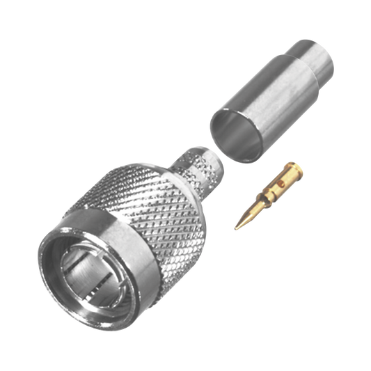 Conector TNC Macho en 75 Ohm, de Anillo Plegable para Cable RG-59/U, AWG 20, NÃ­quel/ Oro/ TeflÃ³n.?