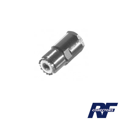 Conector UHF Hembra (SO-239) en LÃ­nea de Rosca para RG-8/U, 9913, LMR-400, NÃ­quel/ Plata/ TeflÃ³n.