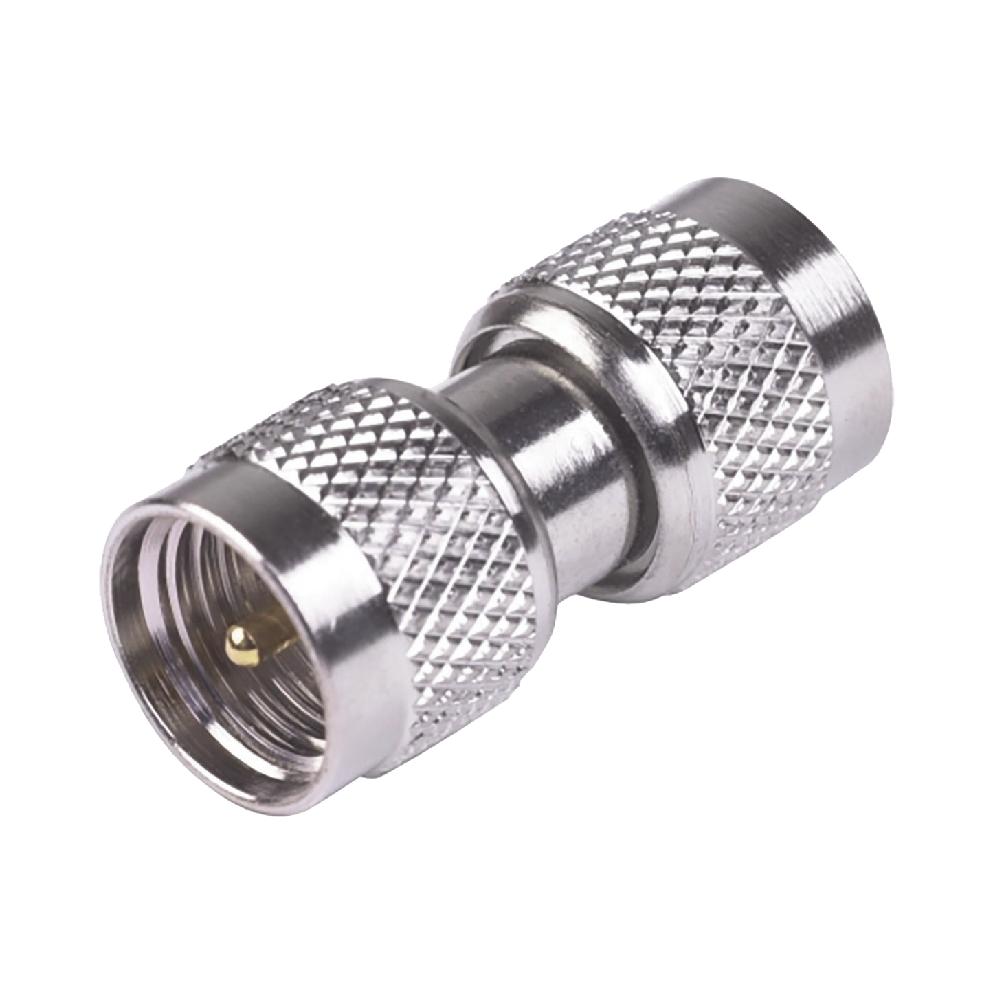 Adaptador Barril, de Conectores Mini-UHF Machos, NÃ­quel/ Oro/ TeflÃ³n.