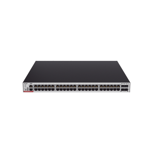 RG-CS83-48GT4XS-PD Switch Administrable Capa 3 PoE con 48 puertos Gigabit 802.3af/at + 4 SFP+ para fibra 10Gb, hasta 1,480 watts, gestiÃ³n gratuita desde la nube.