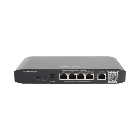 Router Balanceador Administrable Cloud con POE+ 54w, 3 puertos LAN gigabit, 1 Puerto WAN gigabit y 1 puerto LAN/WAN gigabit configurable, hasta 100 clientes con desempeÃ±o de 600 Mbps asimÃ©tricos
