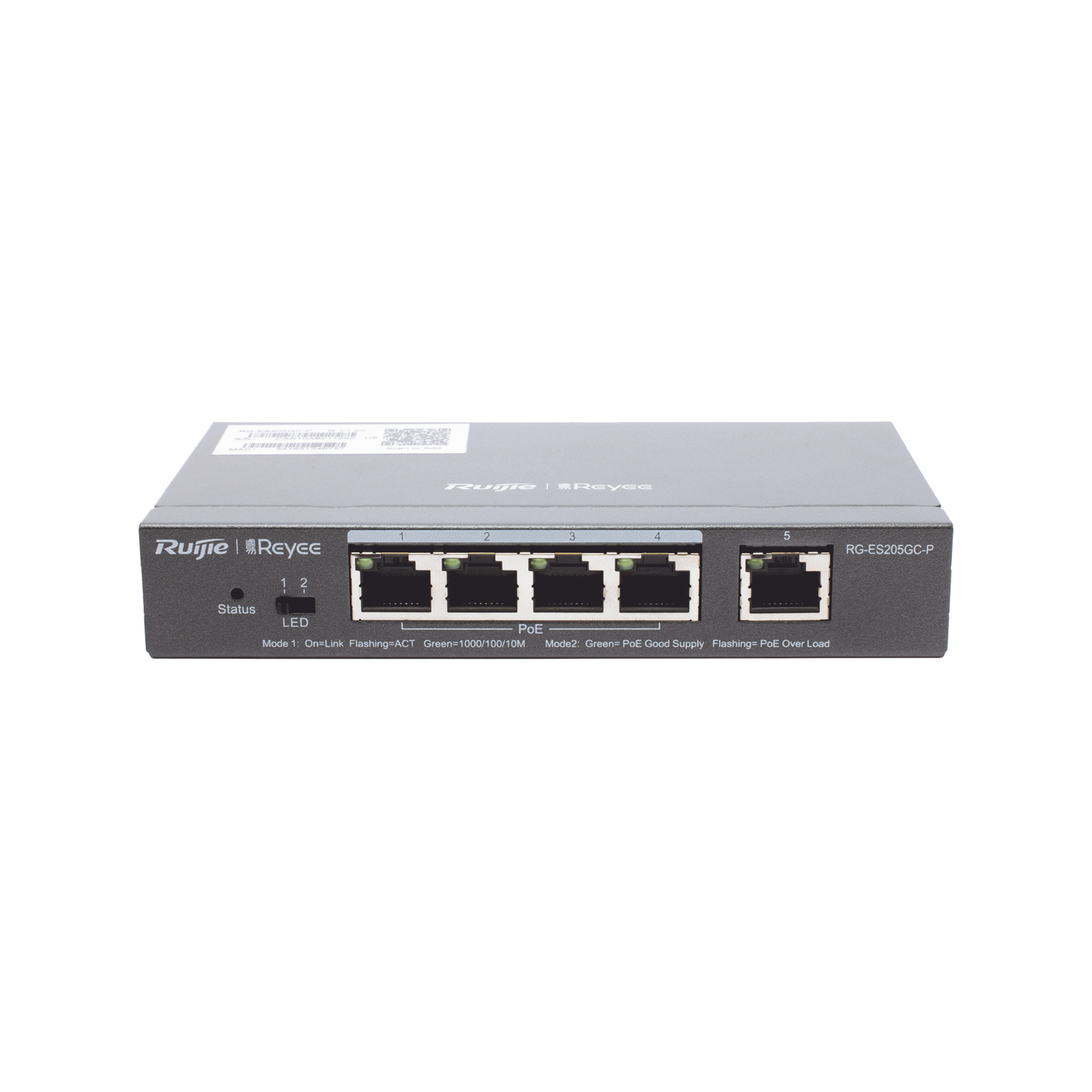 Switch Administrable PoE con 5 puertos Gigabit, 4 PoE 802.3af/at, gestiÃ³n gratuita desde la nube, 54w
