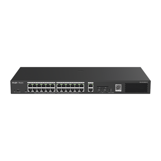 Switch Smart PoE con 24 puertos Gigabit PoE 802.3af/at + 2 SFP para fibra 1Gb, gestiÃ³n gratuita desde la nube, 370w