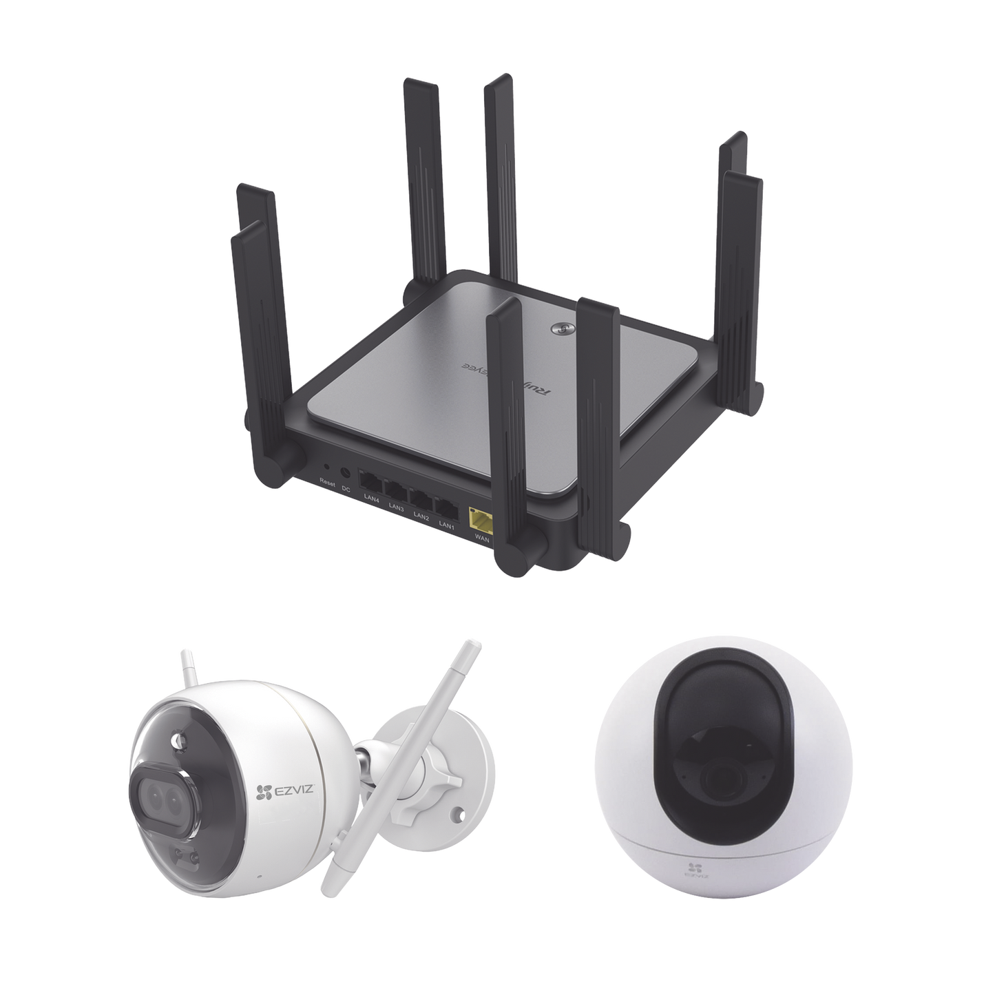 Kit de Router Ruijie Con CÃ¡mara EZVIZ / I Incluye 1 PZA CS-C6 / 1PZ C3X / Un Router RGEW3200GXPRO