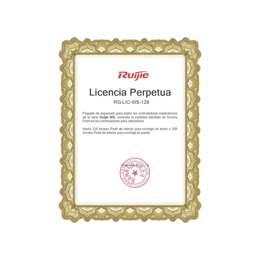 Paquete de expansiÃ³n para controladores inalÃ¡mbricos serie Ruijie WS hasta 128 APs interior en techo o 256 APs interior montaje en pared.