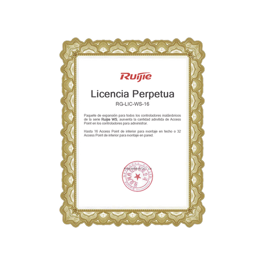 Paquete de expansiÃ³n para controladores inalÃ¡mbricos serie Ruijie WS hasta 16 APs interior en techo o 32 APs interior montaje en pared.