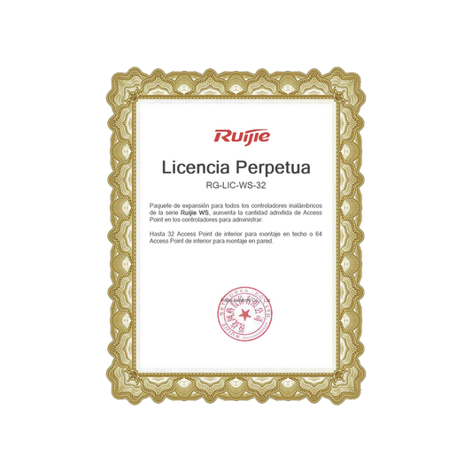 Paquete de expansiÃ³n para controladores inalÃ¡mbricos serie Ruijie WS hasta 32 APs interior en techo o 64 APs interior montaje en pared.