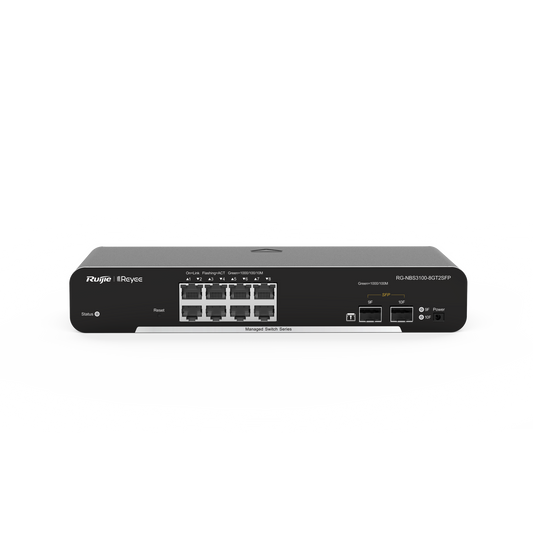 Switch Administrable PoE Capa 2, con 8 puertos Gigabit PoE 802.3af/at + 2 SFP para fibra 1Gb, gestiÃ³n gratuita desde la nube, 125w