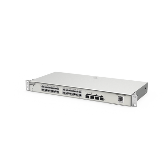 Switch Administrable Capa 2+ Plus, con 24 puertos Gigabit, 4 puertos SFP+ para fibra 10Gb, gestiÃ³n gratuita desde la nube.