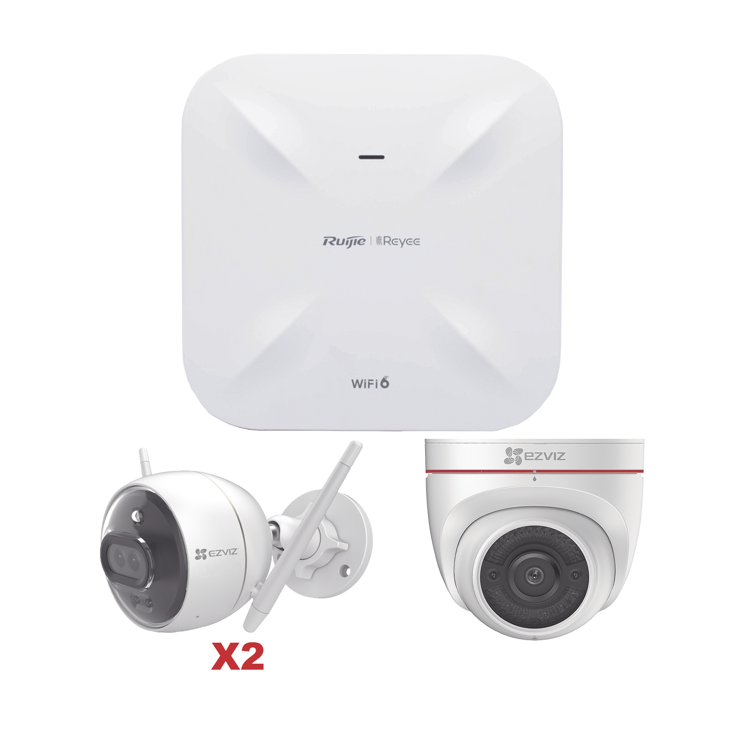 Kit de CÃ¡maras Wi-Fi EZVIZ con Access Point Ruijie / Incluye 2 Piezas C3X / 1 Pieza C4W / 1 Access Poin RG-RAP6260(G)