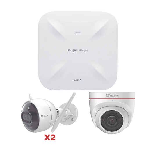 Kit de CÃ¡maras Wi-Fi EZVIZ con Access Point Ruijie / Incluye 2 Piezas C3X / 1 Pieza C4W / 1 Access Poin RG-RAP6260(G)