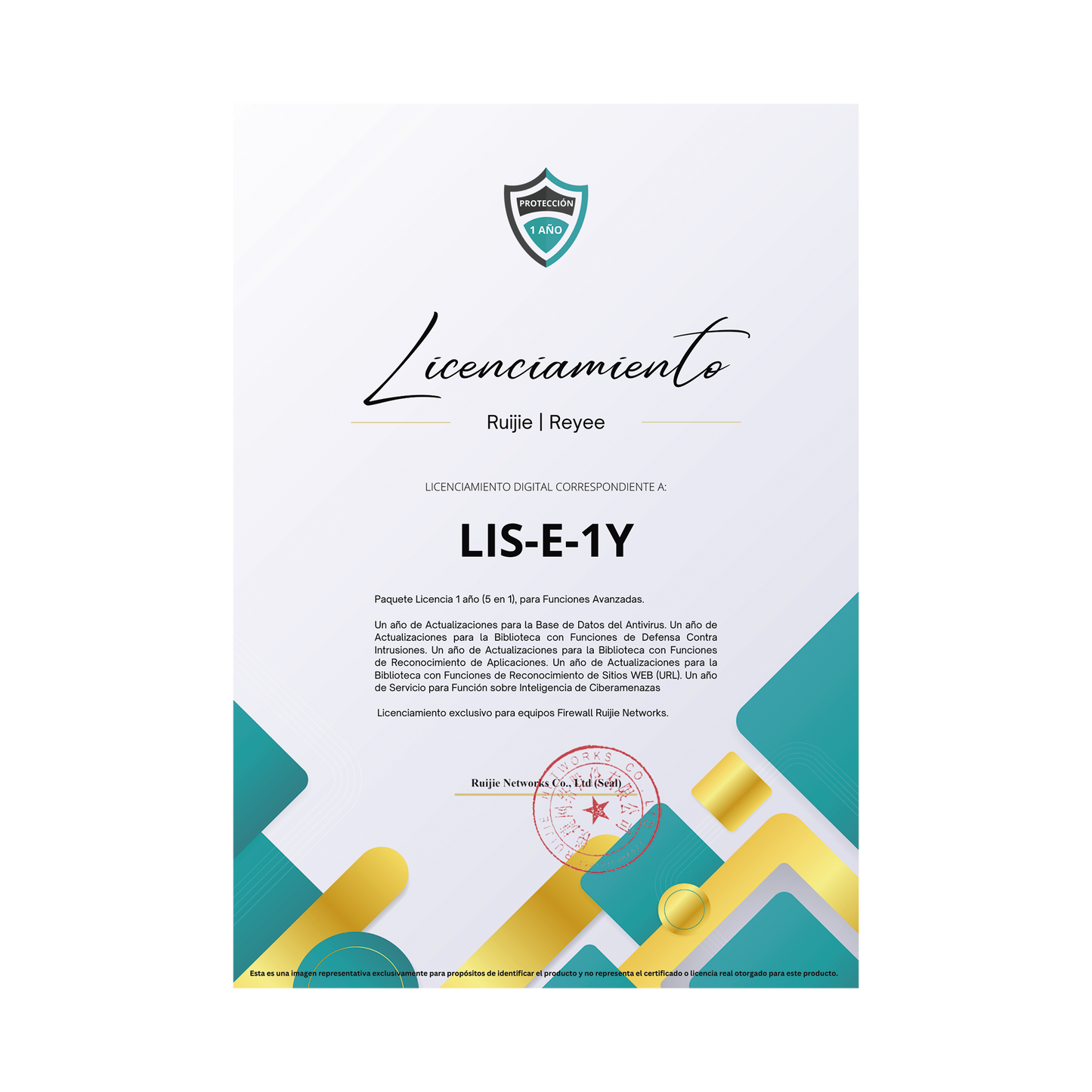 Paquete Licencia 1 aÃ±o  (5 en 1), para Funciones Avanzadas Firewall modelo RG-WALL1600-Z3200-S