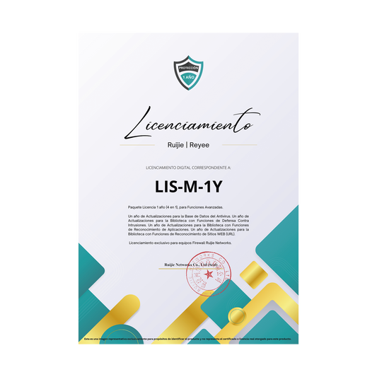 Paquete Licencia 1 aÃ±o  (4 en 1), para Funciones Avanzadas Firewall modelo RG-WALL1600-Z3200-S