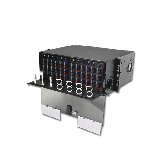 Panel de Conexión de Fibra Óptica (RIC3) Para Rack de 19in, Acepta 12 Placas Quick Pack, Hasta 288 Fibras, 4 UR