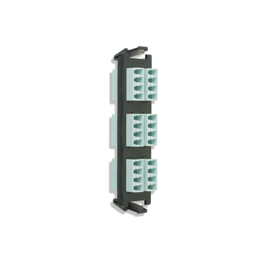 Placa acopladora de Fibra Óptica Quick-Pack, Con 6 Conectores LC Quad (24 Fibras), Para Fibra Multimodo, Aqua