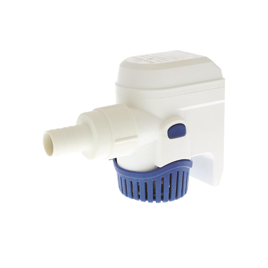 Bomba sumergible de achique automatizada de 1100 galones por hora, para conexiÃ³n de 12 Volts de corriente directa.