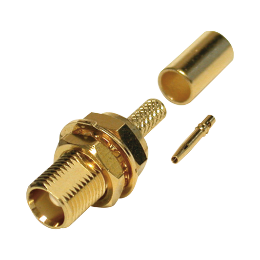 Conector MCX Hembra para Panel Trasero D-Plano, de Anillo Plegable para RG-316/U, Grupo B, Oro/ Oro/ TeflÃ³n.