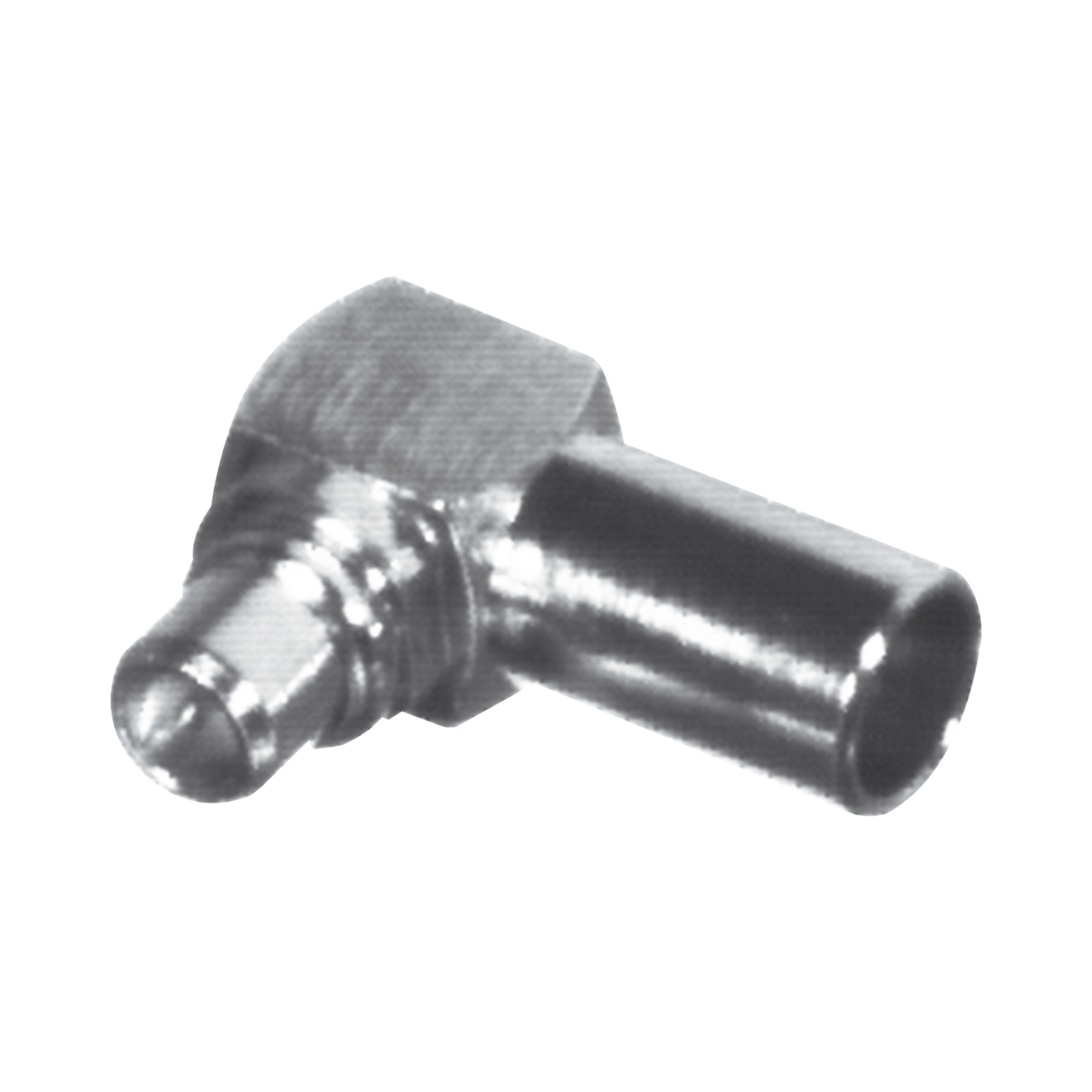 Conector MMCX Macho en Ãngulo Recto para Soldar en Cable Semi-RÃ­gido de 0.085", Grupo SR1, Oro/ Oro/ TeflÃ³n.