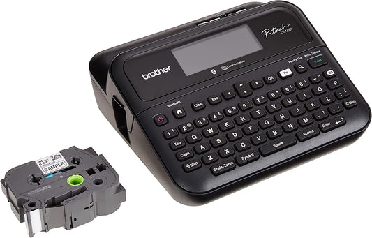 Rotulador Brother P-touch PTD610BT, transferencia térmica, Bluetooth, teclado qwerty, adaptador AC, imprime etiquetas laminadas de hasta 24 mm de ancho