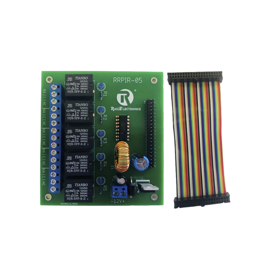 Tablilla interfaz de 5 relevadores con arnÃ©s 20x2 pines para Raspberry Pi