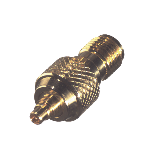 Adaptador en LÃ­nea, de Conector SMA Hembra a MMCX Macho, Oro/ Oro/ TeflÃ³n.
