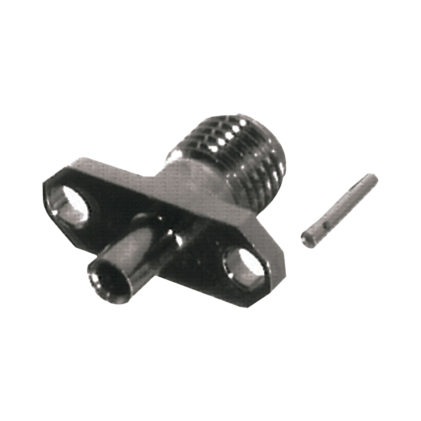 Conector SMA Hembra para Panel de 2 Hoyos para Cable Semi-Rigido de 0.085", Grupo SR1 NÃ­quel/ Oro/ TeflÃ³n.